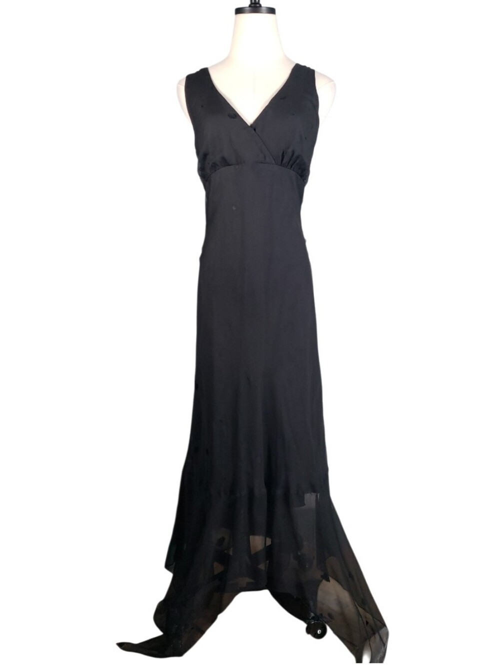 Vtg Johnathan Martin Bias Cut Silk Chiffon Y2K Fairy Maxi Handkerchif Hem Dress